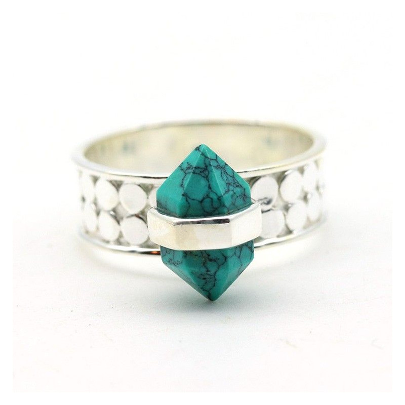 Bague turquoise argent - Mosaik bijoux indiens
