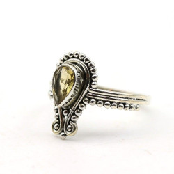 Bague argent citrine taillée - Mosaik bijoux indiens