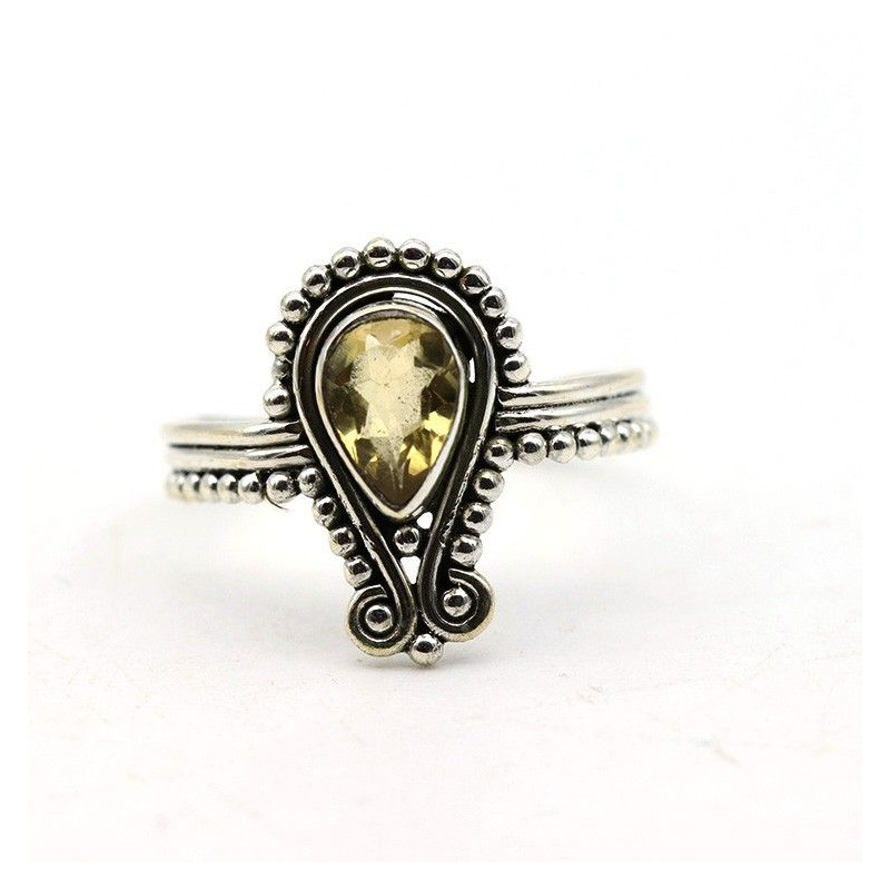 Bague citrine en argent - Mosaik bijoux indiens Bague citrine en argent - Mosaik bijoux indiens