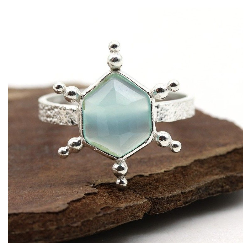 Bague fluorite argent - Mosaik bijoux indiens
