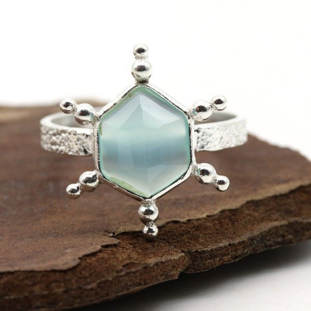 Bague fluorite argent - Mosaik bijoux indiens
