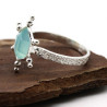 Bague argent brossé pierre bleue - Mosaik bijoux indiens