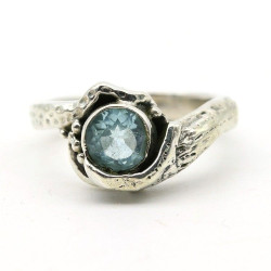 Bague argent brut topaze -...