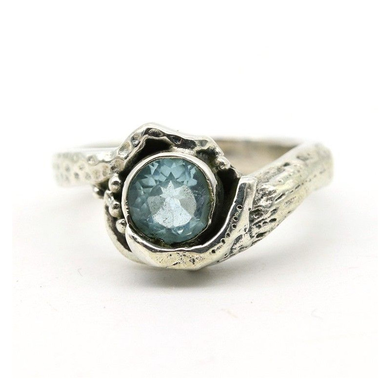 Bague argent brut topaze - Mosaik bijoux indiens
