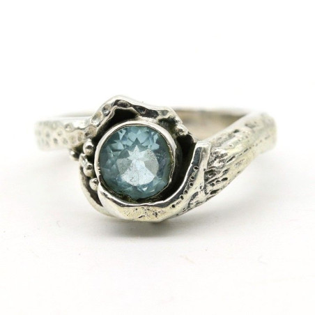 Bague argent brut topaze - Mosaik bijoux indiens
