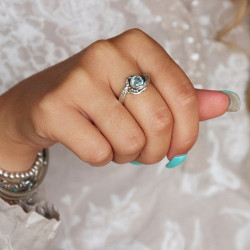 Bague ethnique argent -...