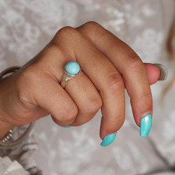 Bague argent larimar -...
