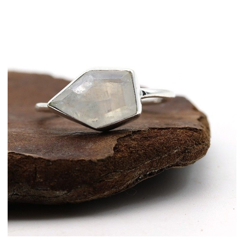 Bague argent pierre blanche - Mosaik bijoux indiens