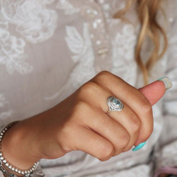 Bague argent topaze -...