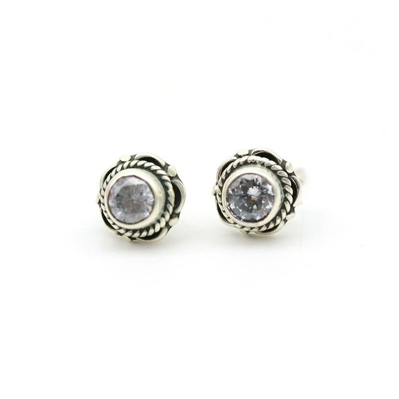 Puce d'oreille argent indienne - Mosaik bijoux indiens Puce d'oreille argent indienne - Mosaik bijoux indiens
