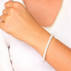 Bracelet perles blanches -...