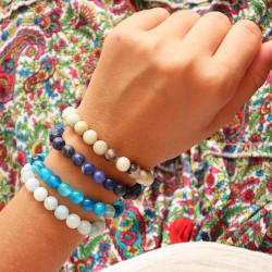 Bracelet agate bleue -...