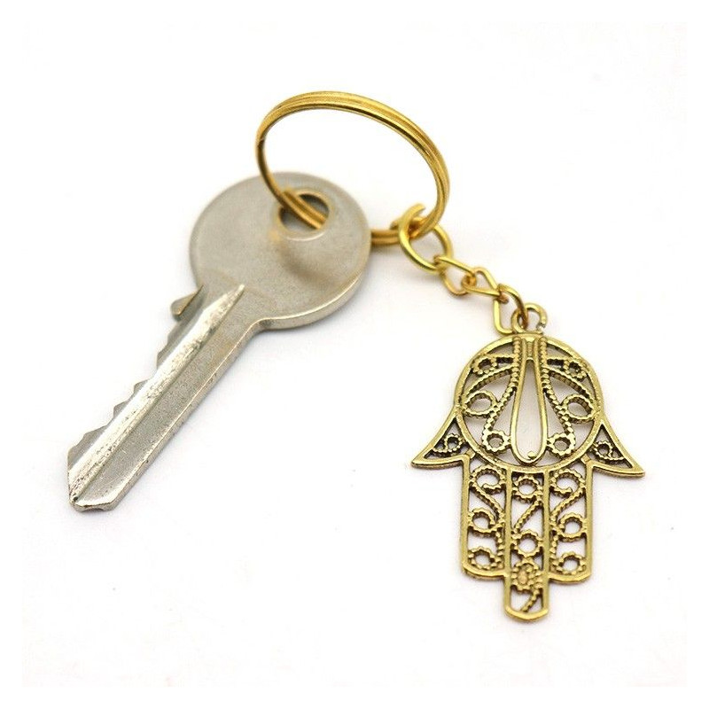 Porte clé main de fatma laiton - Mosaik bijoux indiens Porte clé main de fatma laiton - Mosaik bijoux indiens