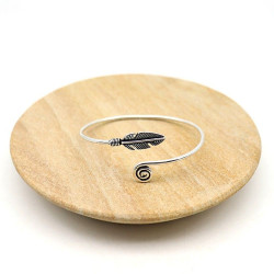 Bracelet plume argenté -...