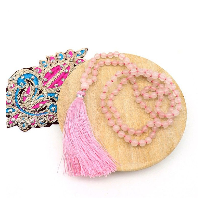 mala quartz rose - Mosaik bijoux indiens mala quartz rose - Mosaik bijoux indiens