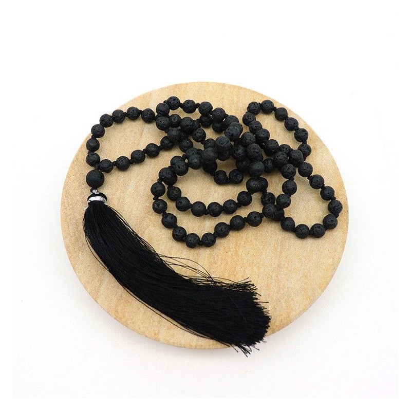 collier mala pierres noires - Mosaik bijoux indiens collier mala pierres noires - Mosaik bijoux indiens