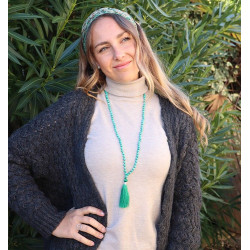 Mala turquoise et pompon -...