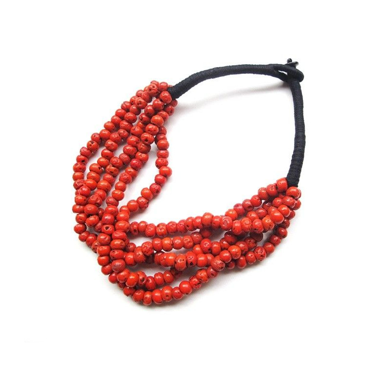 Collier berbere perles corail - Mosaik bijoux indiens Collier berbere perles corail - Mosaik bijoux indiens