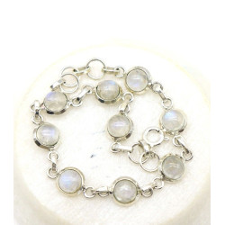 Bracelet pierre de lune en argent - Mosaik bijoux indiens