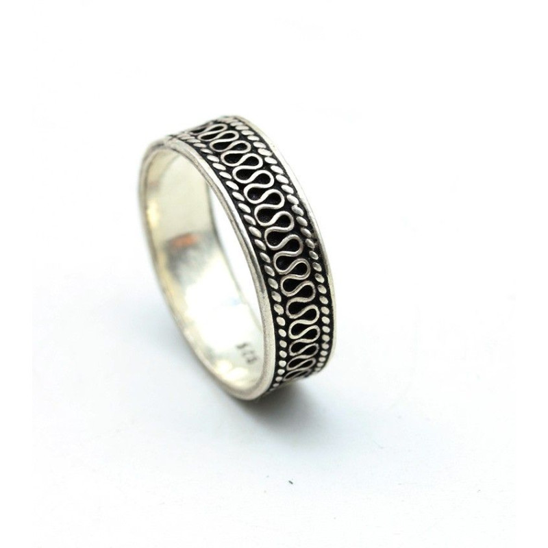 anneau argent ethnique homme - Mosaik bijoux indiens