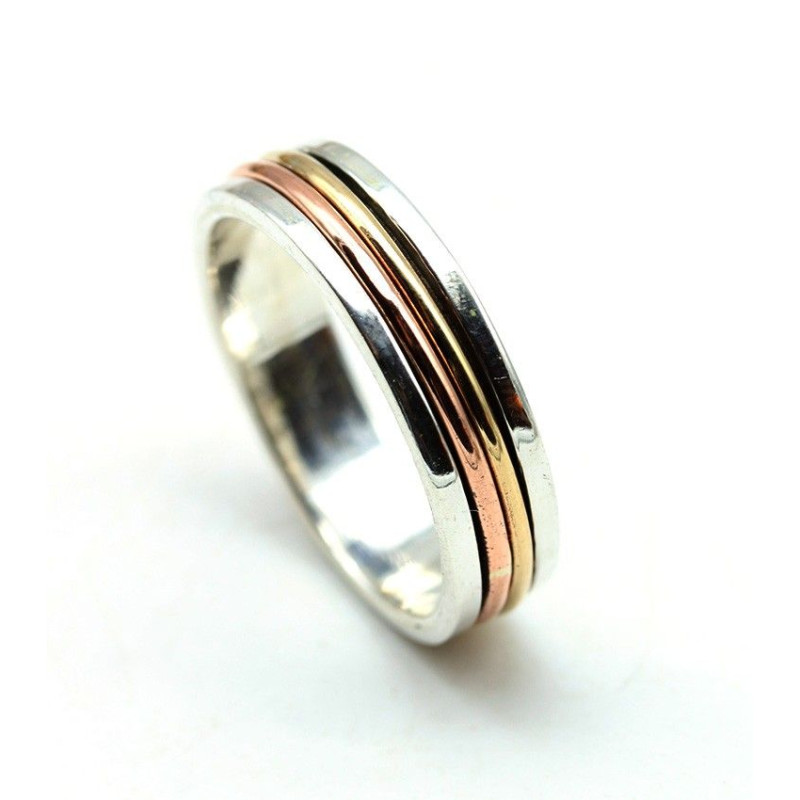Bague homme argent et cuivre - Mosaik bijoux indiens Bague homme argent et cuivre - Mosaik bijoux indiens