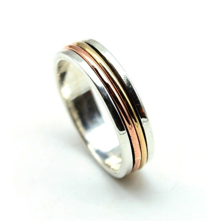 Bague homme argent et cuivre - Mosaik bijoux indiens