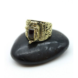 Bague homme dorée et grenat...