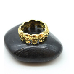 Bague tête de mort dorée -...