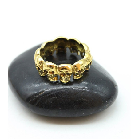 Bague tête de mort dorée - Mosaik bijoux indiens