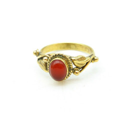 Bague dorée cornaline -...