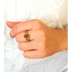 bague cornaline dorée -...