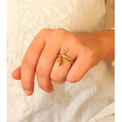 bague serpent dorée -...