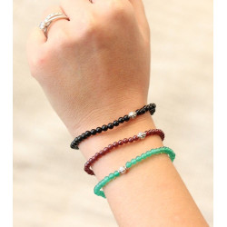 Bracelet fin agate verte -...