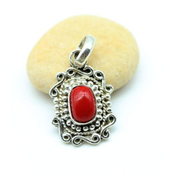 Pendentif corail ethnique -...