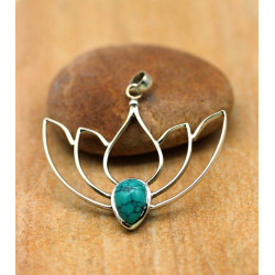Pendentif lotus argent et...