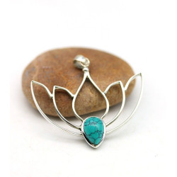 Pendentif lotus turquoise -...