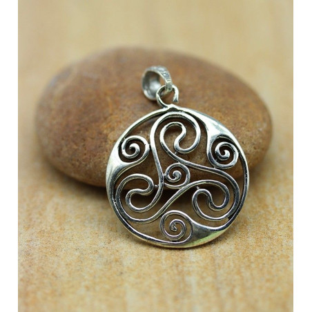 Pendentif triskel argent rond - Mosaik bijoux indiens