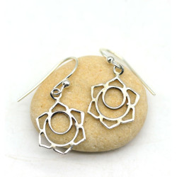 Petite boucle d'oreille argent lotus - Mosaik bijoux indiens