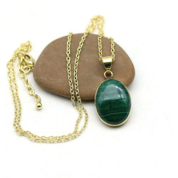 Pendentif pierre verte -...