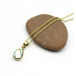 Pendentif laiton nacre -...