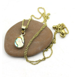 Pendentif nacre doré -...