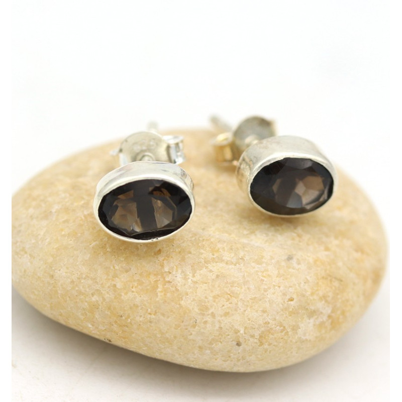 clou d'oreille quartz fumé - Mosaik bijoux indiens clou d'oreille quartz fumé - Mosaik bijoux indiens