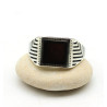 Chevalière argent pierre noire - Mosaik bijoux indiens