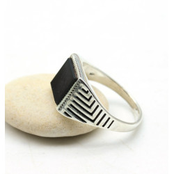 Bague homme pierre noir...