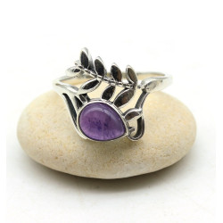 Bague argent améthyste violette - Mosaik bijoux indiens