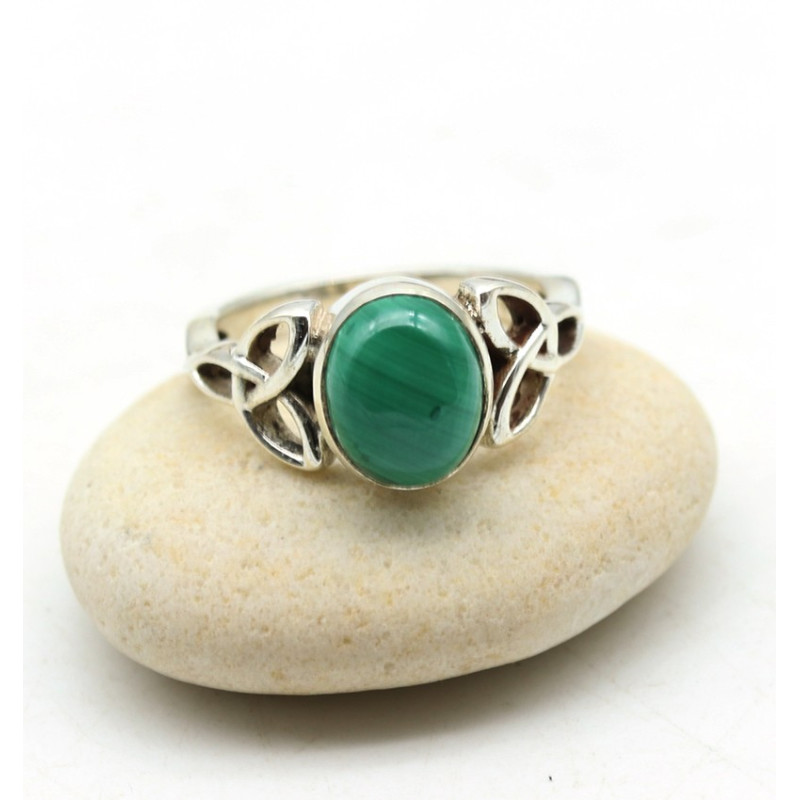 Bague malachite verte argent - Mosaik bijoux indiens