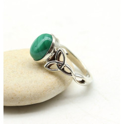 Bague argent pierre verte -...