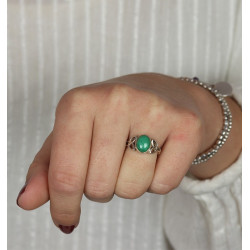 Bague fine argent malachite verte - Mosaik bijoux indiens