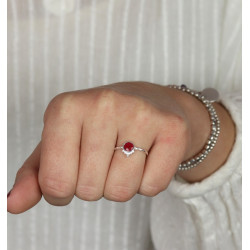 Bague fine petit rubis -...