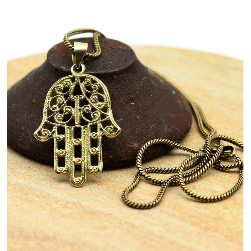 Collier main de fatma doré - Mosaik bijoux indiens